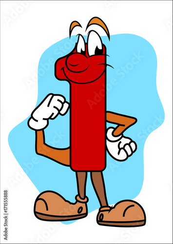 Happy Cartoon Number One Vector