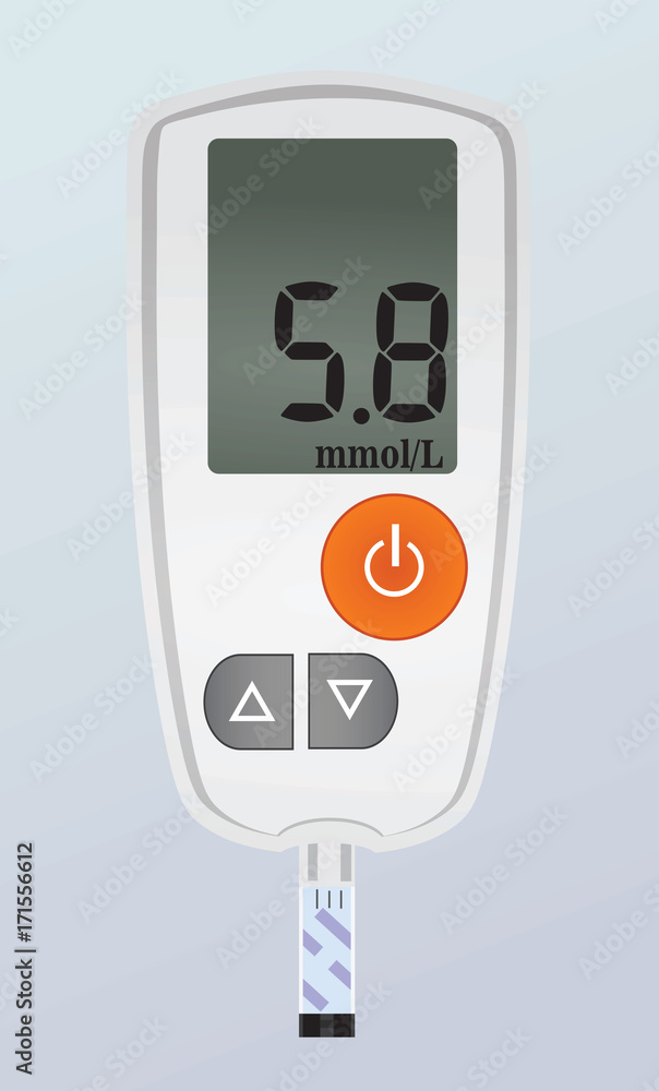 Blood glucose measuring device. vector illustration Blood glucose measuring device. vector illustration