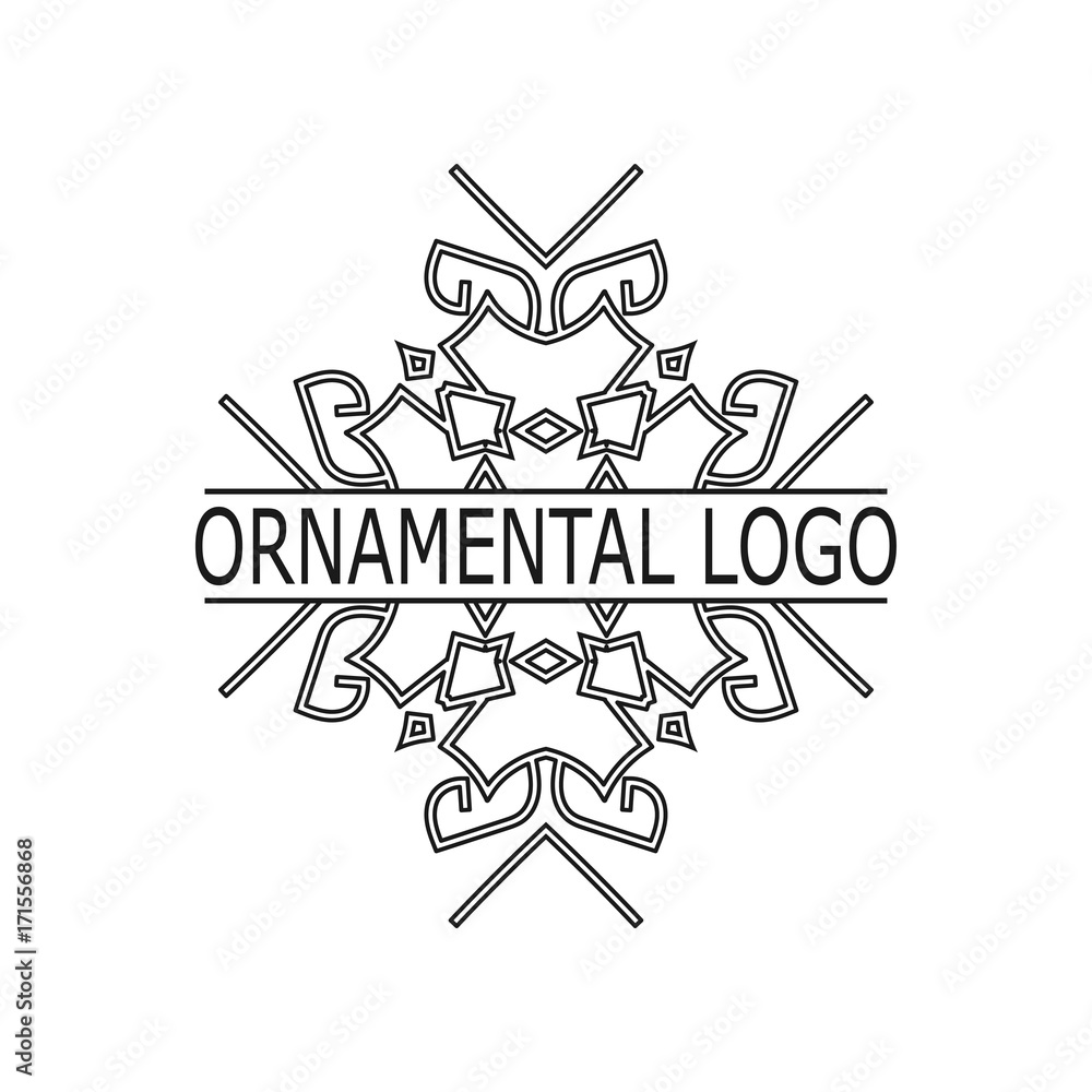 Vintage black geometrical linear vector frame, label for your logo. Vector illustration