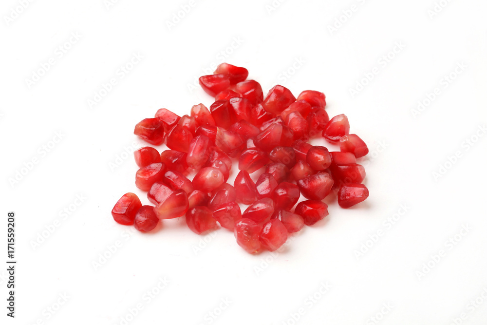 Pomegranate seeds on a white background Pomegranate seeds on a white background