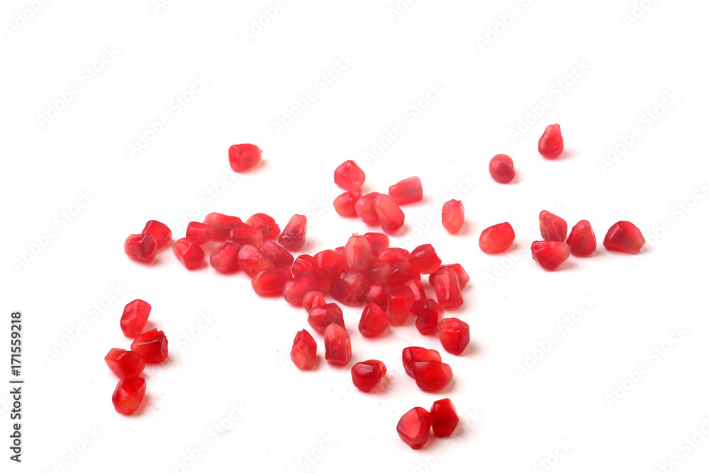 Pomegranate seeds on a white background Pomegranate seeds on a white background