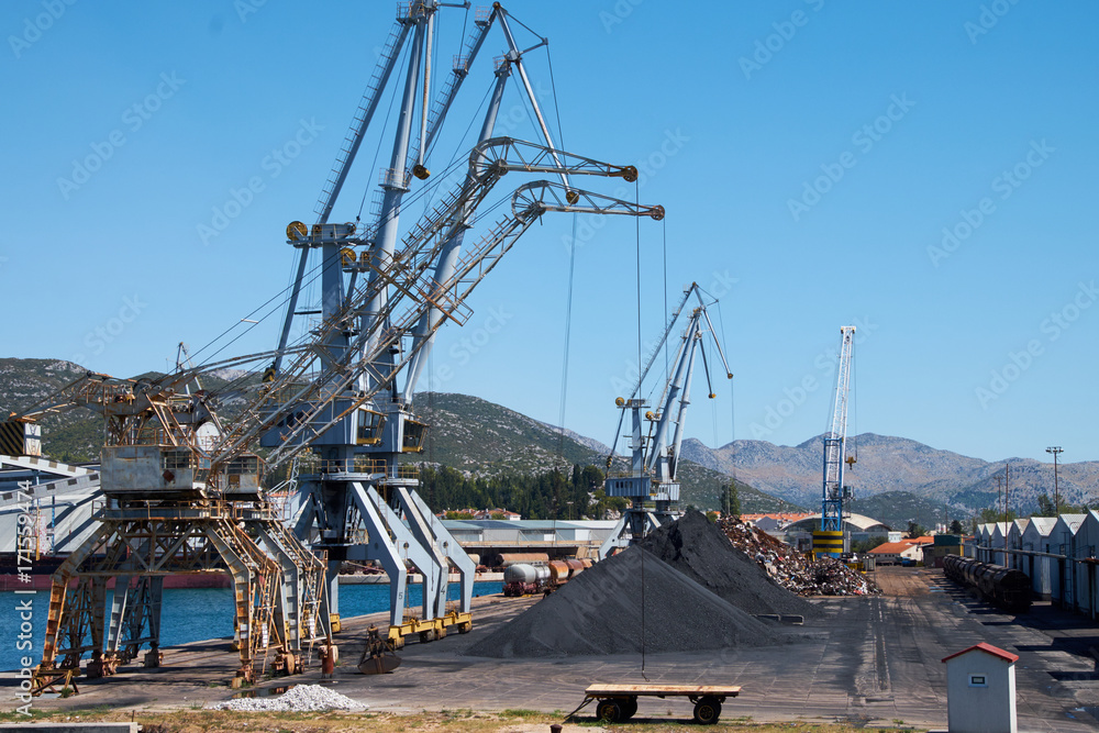 Industrial landscapes with sea crane