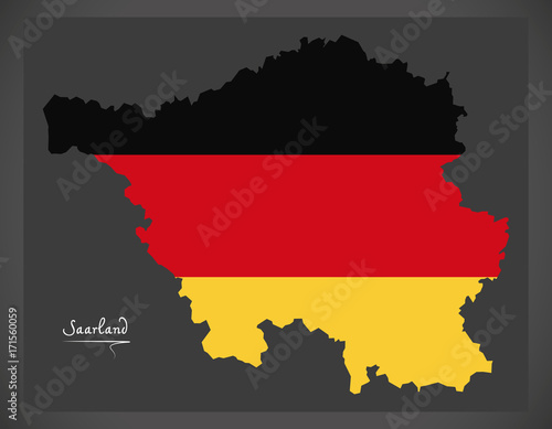 Saarland map of Germany with German national flag illustration