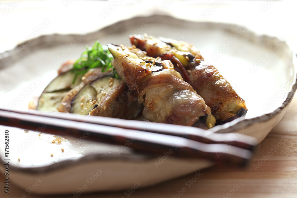 ナスの豚肉巻き