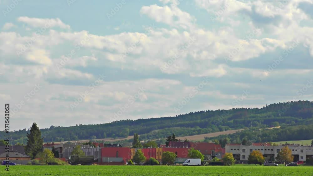 custom made wallpaper toronto digitalNatural landscape of summer field and low old mountain, time lapse speed 10x 