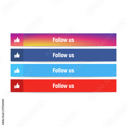 Different Follow us banners - stock vector. Vector illustration