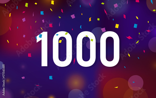 Congratulations 1K followers thanks banner background with confetti. Vector illustration