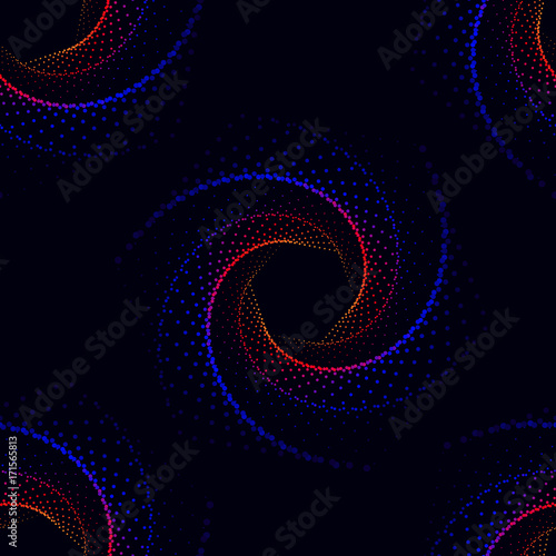 Geometric Seamless Pattern of Spiral Dots. Modern Vector illustration without Transparency.