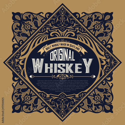 Whiskey label with old frames