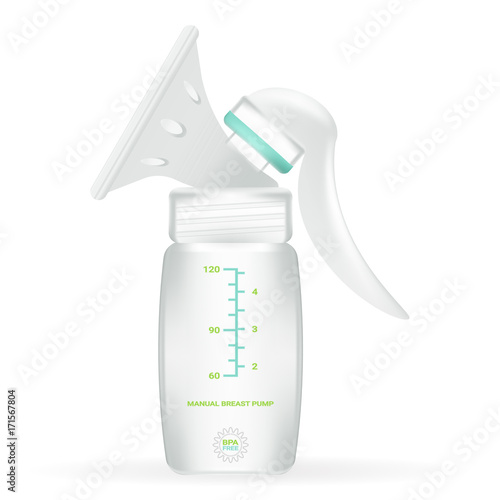 Manual Breast Pump Isolated On A White Background. Vector Illustration. Products For Children