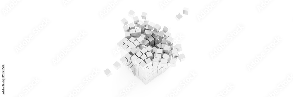 Exploding cubes, original 3d rendering Exploding cubes, original 3d rendering