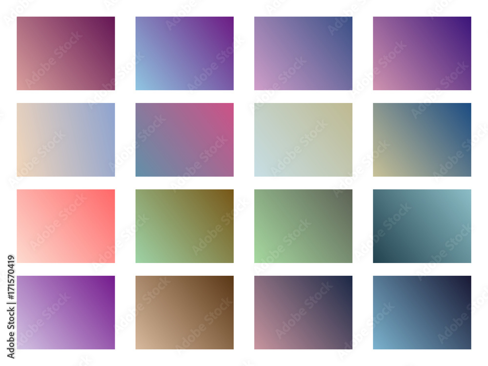 Naklejka premium Set of gradient backgrounds. Soft color. Vector illustration