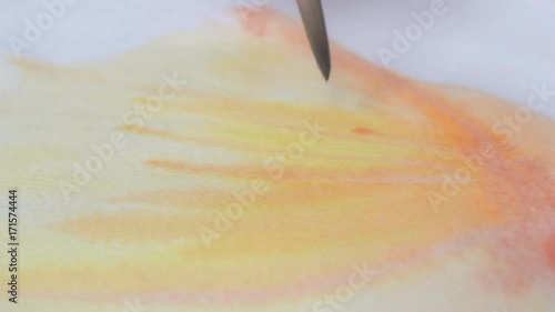 Artist painting watercolor paints