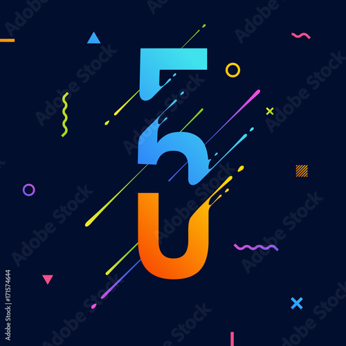 Modern abstract colorful number with minimal design. Number 5. Abstract background with cool bright geometric elements. Dynamic liquid ink splashes symbol. Eps10 vector template for your art