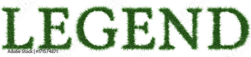 Legend - 3D rendering fresh Grass letters isolated on whhite background.