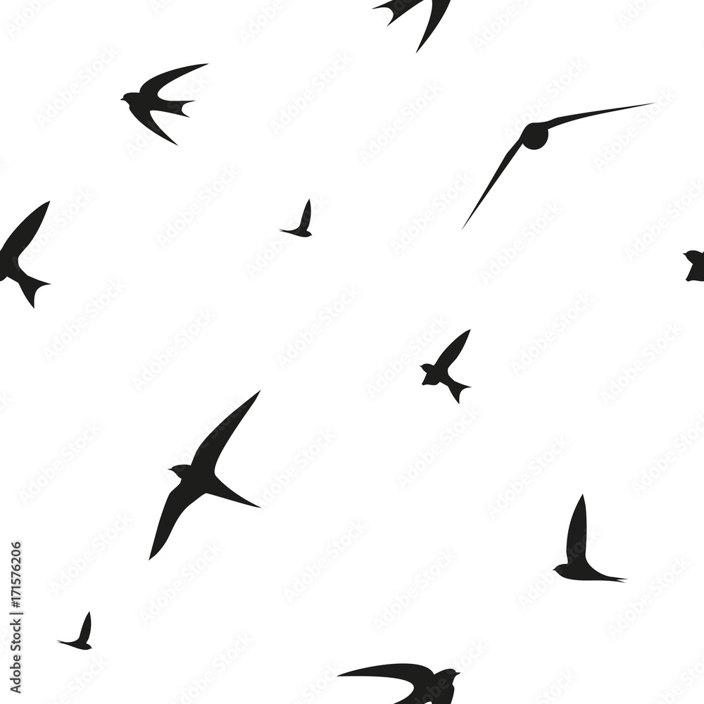 Swallow, swift, birds. Graphic vector pattern. Decorative seamless background Swallow, swift, birds. Graphic vector pattern. Decorative seamless background