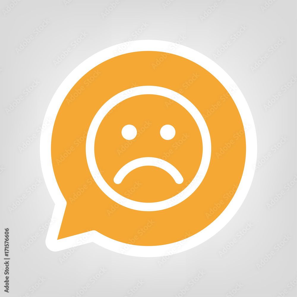 Fototapeta premium Gelbe Sprechblase - trauriges Gesicht