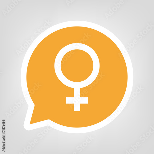 Gelbe Sprechblase - Frau-Symbol