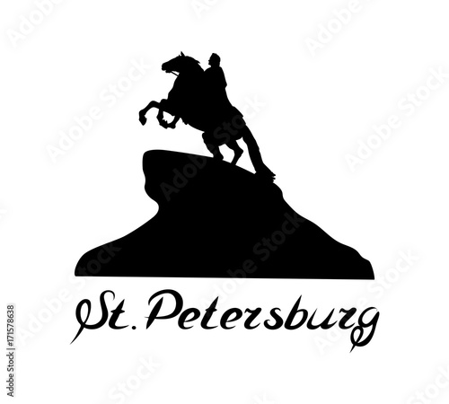 Monument to Peter the first - Bronze Horseman. Sights of St. Petersburg.