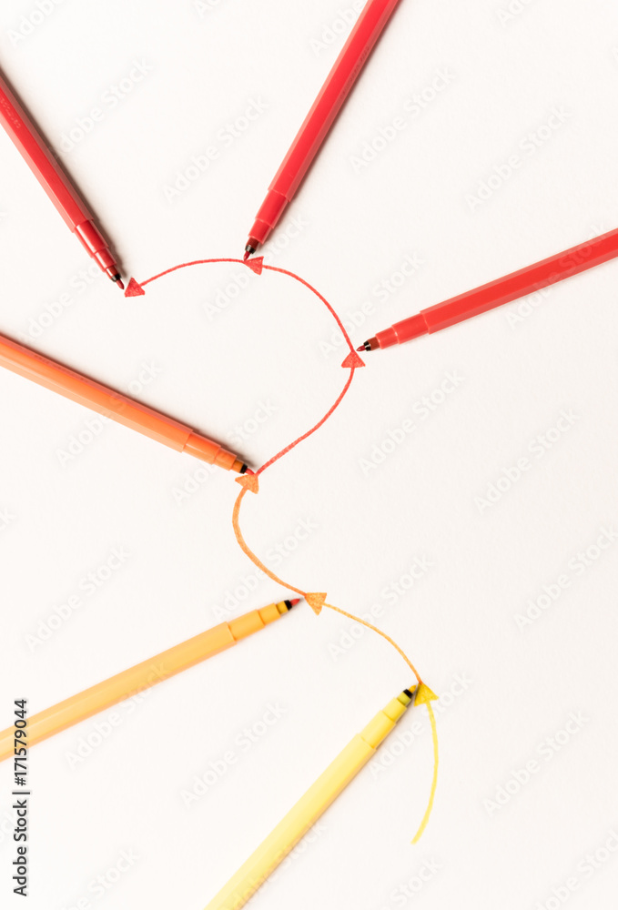 Picture of linear route painted with markers Picture of linear route painted with markers
