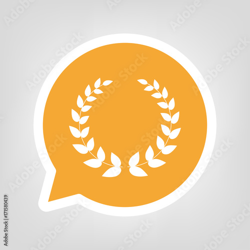 Gelbe Sprechblase - Lorbeerkranz