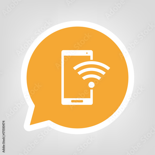 Gelbe Sprechblase - Smartphone mit Wlan-Symbol