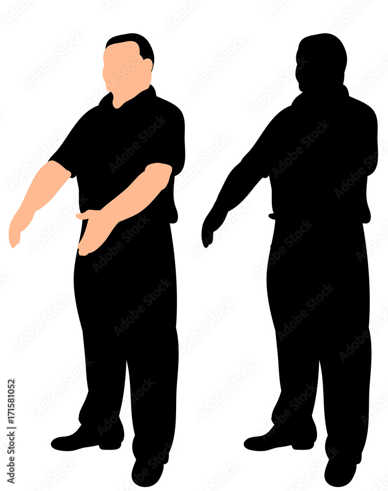 vector, isolated silhouette man two