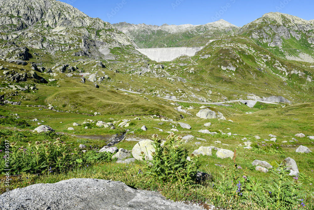 Mountain landscape of Gotthard pass