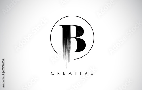 B Brush Stroke Letter Logo Design. Black Paint Logo Leters Icon.