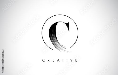 C Brush Stroke Letter Logo Design. Black Paint Logo Leters Icon.
