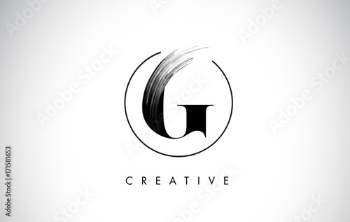 G Brush Stroke Letter Logo Design. Black Paint Logo Leters Icon.