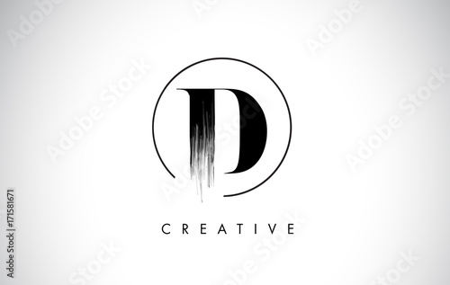 D Brush Stroke Letter Logo Design. Black Paint Logo Leters Icon.