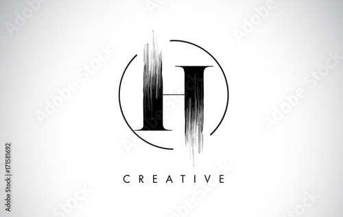 H Brush Stroke Letter Logo Design. Black Paint Logo Leters Icon.