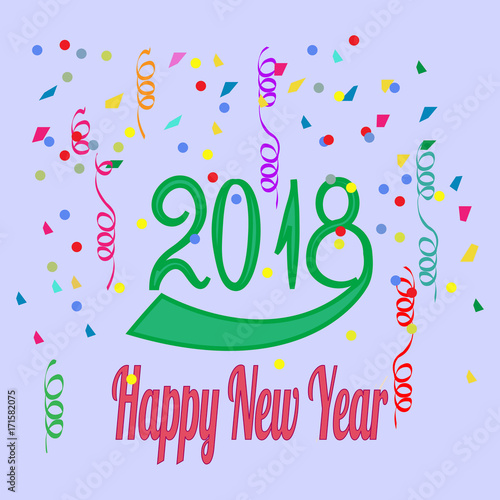 Happy New Year hand lettering on blue background