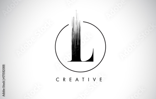 L Brush Stroke Letter Logo Design. Black Paint Logo Leters Icon.