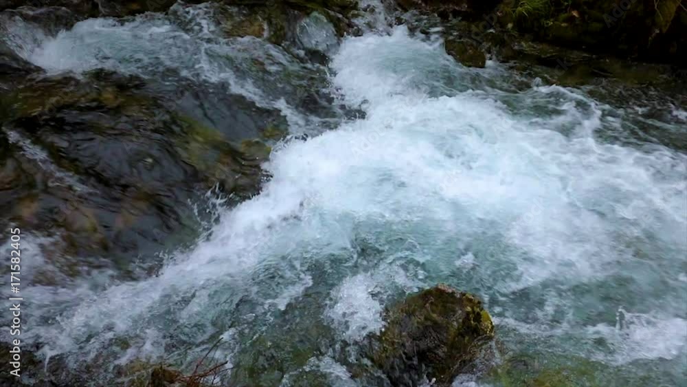 Mountain river water with slow motion closeup Mountain river water with slow motion closeup