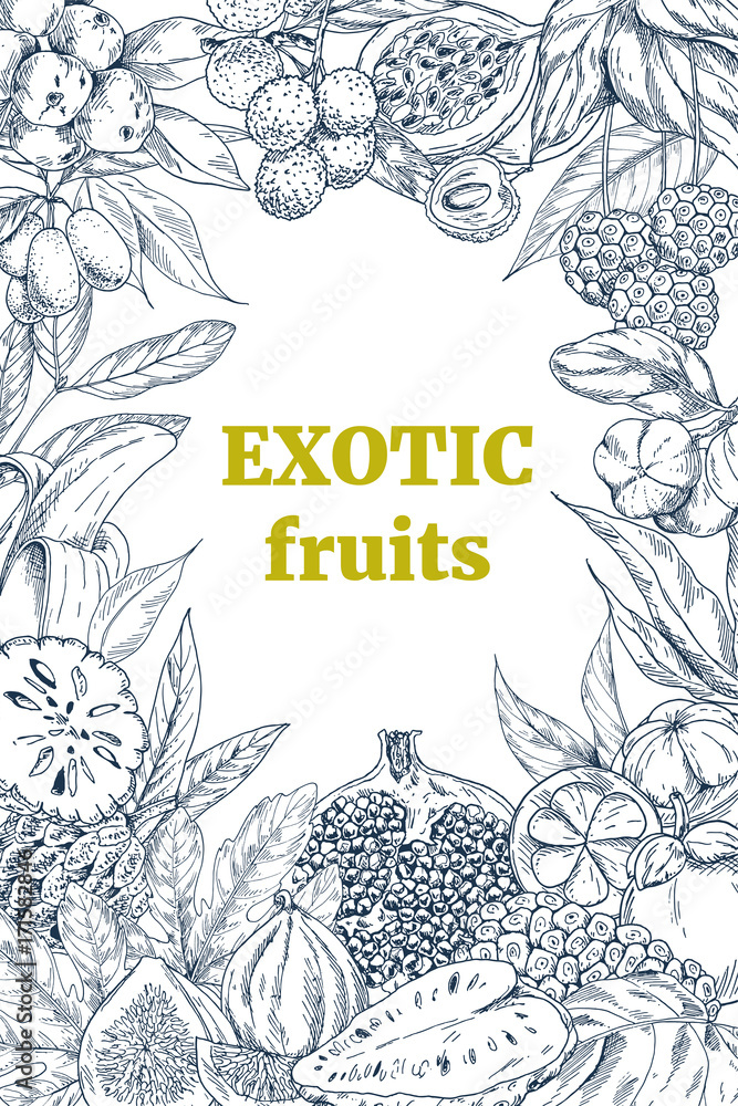 exotic fruits, vertical frame