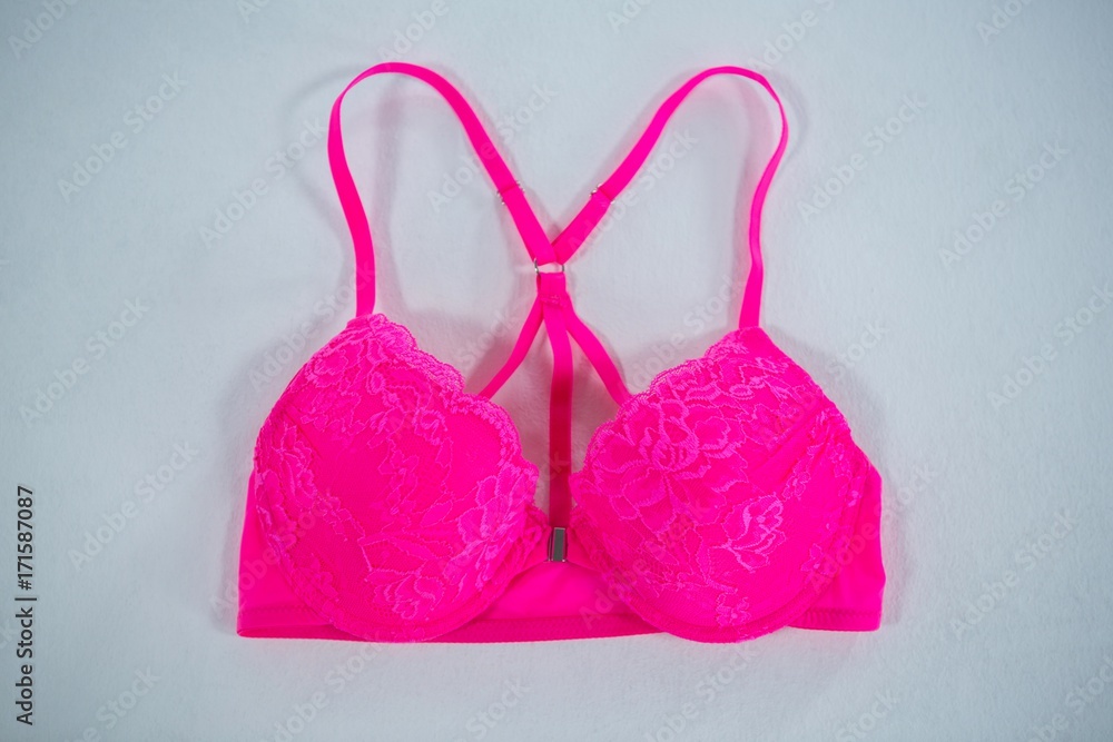 High angle view of vibrant pink bra High angle view of vibrant pink bra