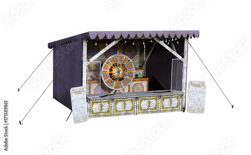 3D Rendering Carnival Shooting Gallery on White