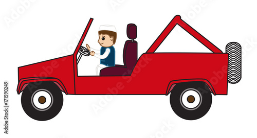 Cartoon Political Leader Driving