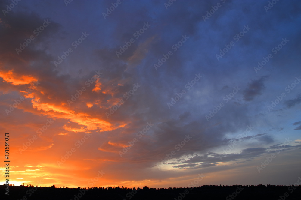 sunset in the French Pyrenees. Occitanie in south of France