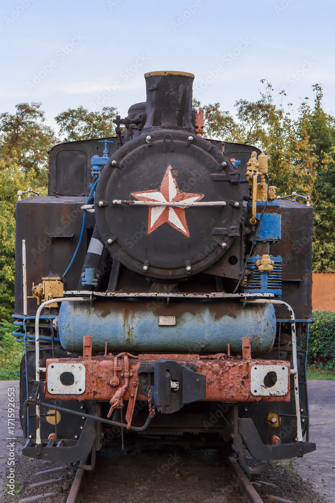Naklejka premium Old rusty steam locomotive
