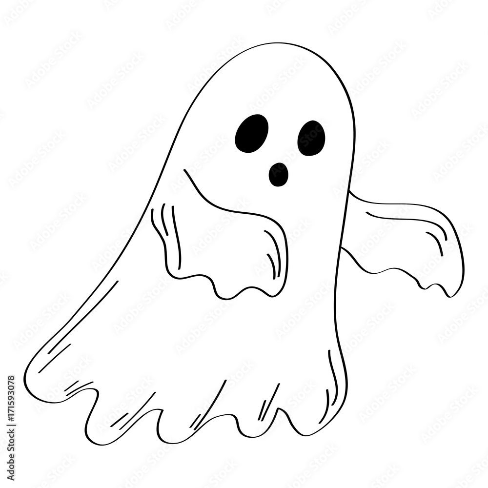 Cute cartoon sheet ghost drawing Stock Vector | Adobe Stock