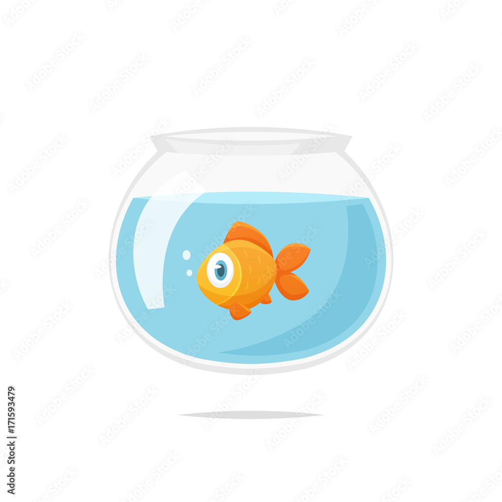 Cartoon goldfish in fishbowl vector Stock Vector | Adobe Stock