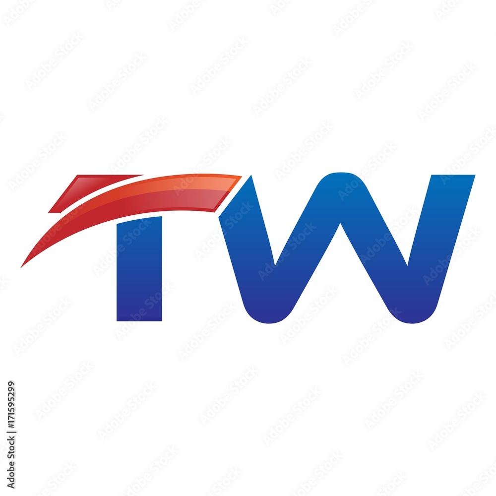 modern vector initial letters logo swoosh tw red blue modern vector initial letters logo swoosh tw red blue