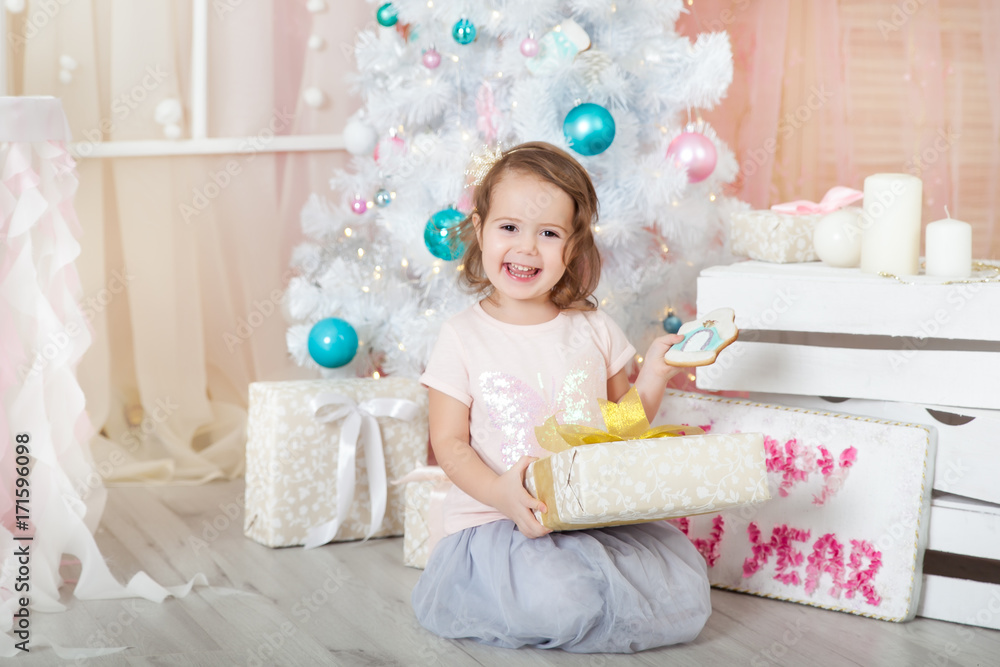 Cute girl in a Christmas decorations Cute girl in a Christmas decorations
