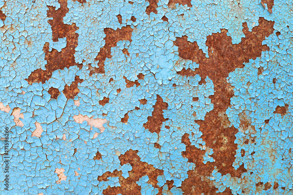 Fototapeta premium metal turquoise painted rusty