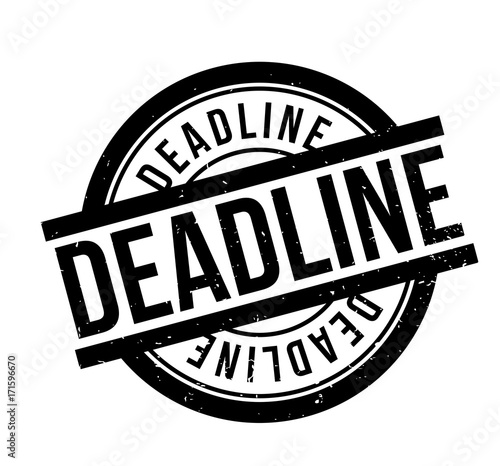 Deadline rubber stamp. Grunge design with dust scratches. Effects can be easily removed for a clean, crisp look. Color is easily changed.