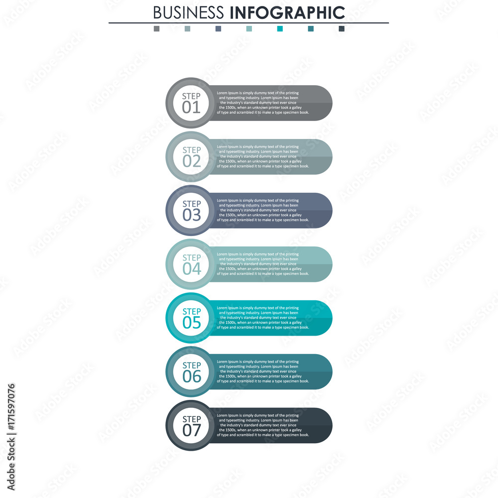 Obraz premium Business data, chart. Abstract elements of graph, diagram with 7 steps, strategy, options, parts or processes. Vector business template for presentation. Creative concept for infographic