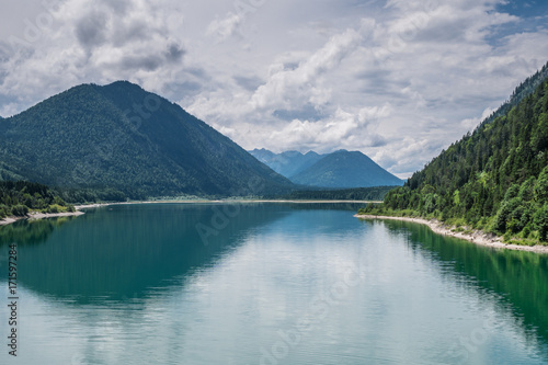 The mountain lake  Sylvenstein lake in Bavaria, Germany